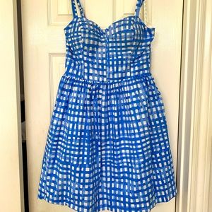 Sundress, size 4, Lilly, blue check, bra, lined,  smocked back.